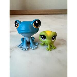 Littlest Pet Shop Simon Frogby #58 Blue Frog, Gecko Lizard Mabbox LPS Mini #3-42